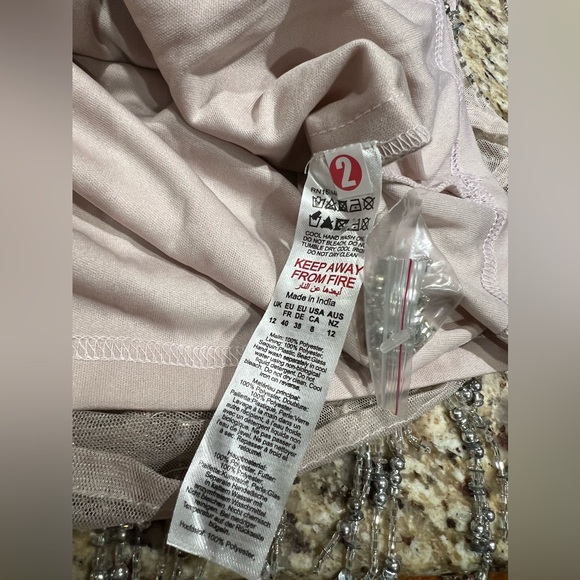 Nasty Gal Blush Silver Tassel Mini Shift Dress 8 - Picture 7 of 9